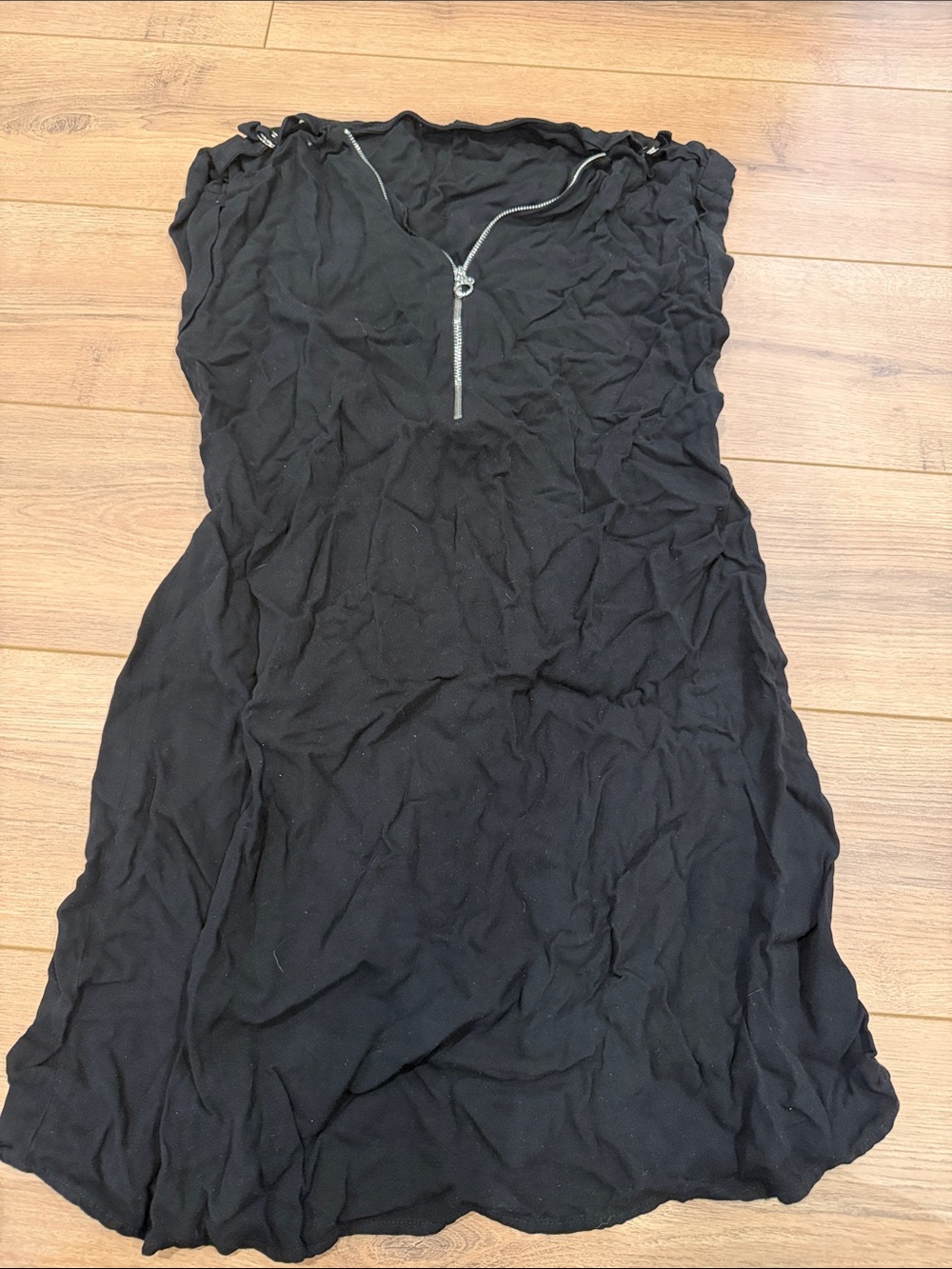 Black Zip-Front Mini Dress